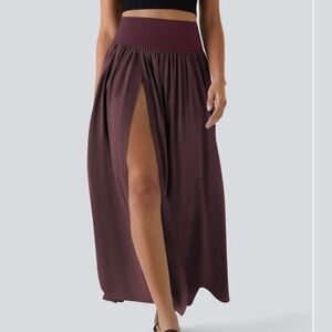 Halara High Waisted 2-in-1 Quick Dry Maxi Skirt-Amaranth NWOT